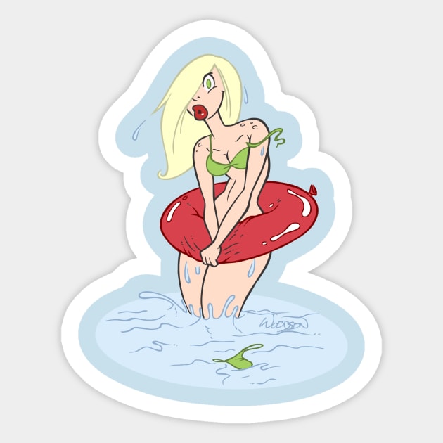 bikini girl Sticker by Woodsonart